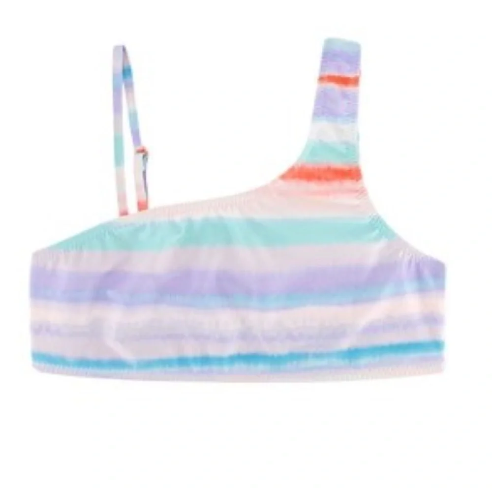 Lucky Brand Girls Size XL 16 Bikini Top Blue Tint One Shoulder Stretch Purple